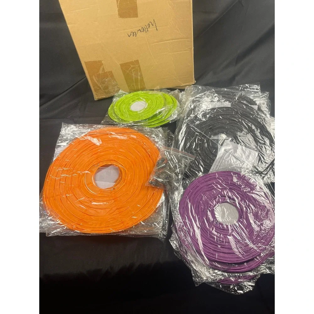 48 Pcs Halloween Paper Lanterns with LED Lights Orange Purple Green Black RS1607